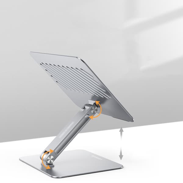 Hopfällbart laptopstativ, surfplatteställ för arbete stående, silver