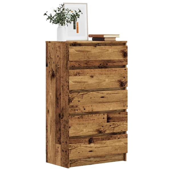 vidaXL kommode, antik træ, 60x36x103 cm, træbaseret materiale