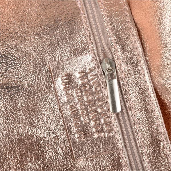 Læder shopper taske, rosaguld metallic