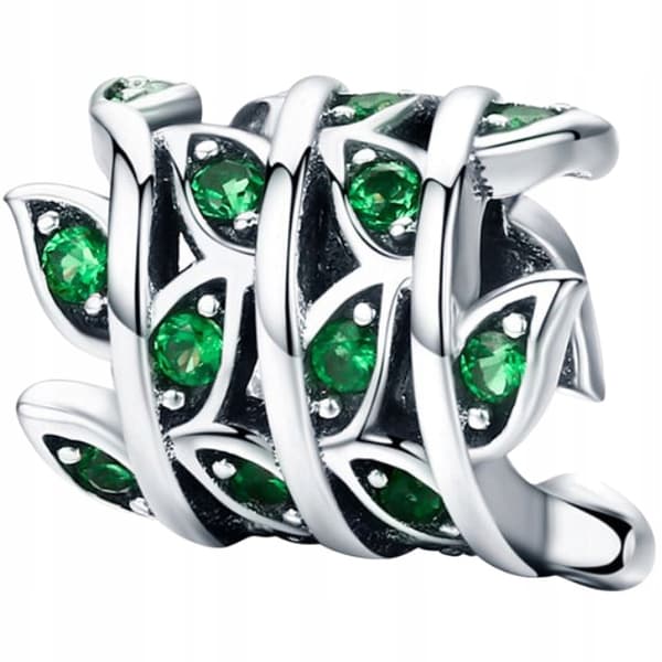 Berlocker gröna löv silver 925 silver creep pärla hänge löv
