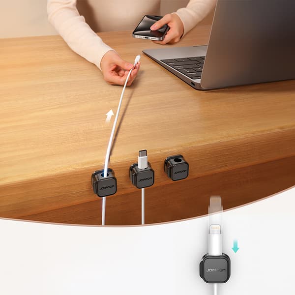 Magnetisk kabel- og ledningsorganisator, sort - SÆT MED 3