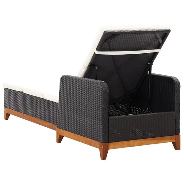 vidaXL liggestol, polyrattan og massivt akacietræ, sort