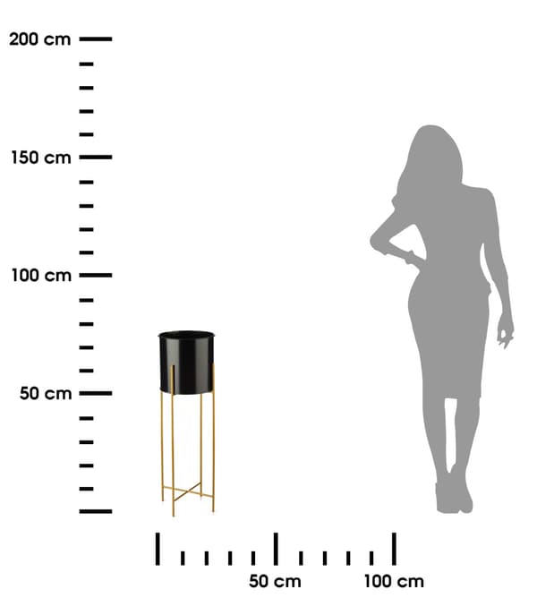 Kukkateline kannella 75 cm kullanmusta