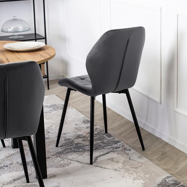 LUCKY Klädd Matstol Grå Sammet Modern Loft