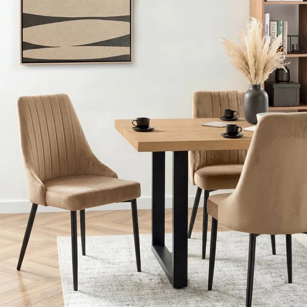 BARI Beige Velour Moderne Polstret Spisebordsstol