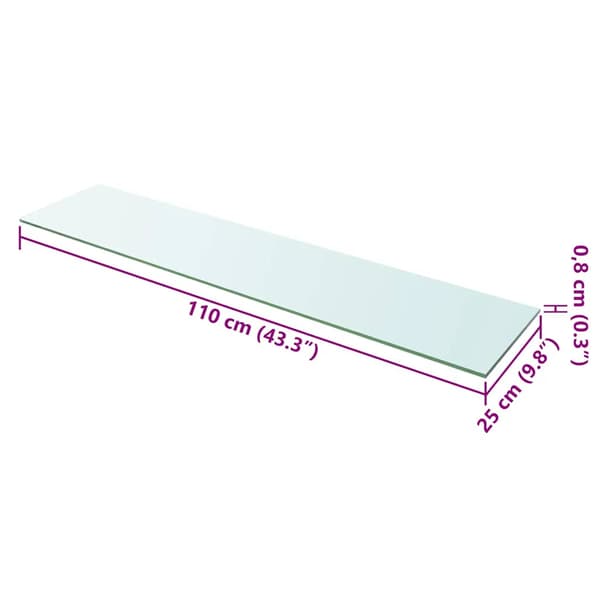 vidaXL hylde i glas, klart panel, 110x25 cm