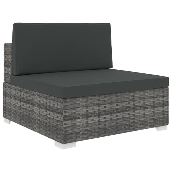 vidaXL Centersofa med hynde, 1 stk., polyrattan, grå