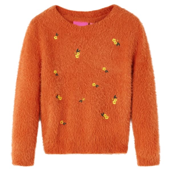 Stickad barntröja, bränd orange, 140