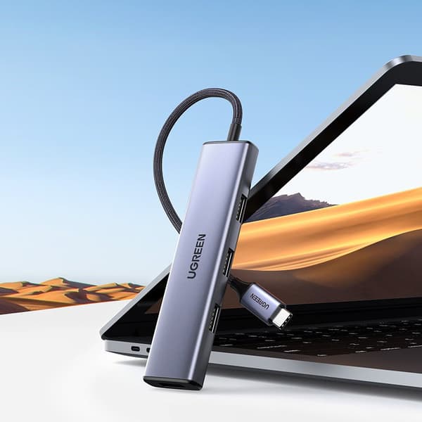 USB-C till 4x USB 3.2 HUB-splitter Silver