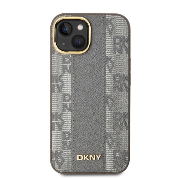 DKNY MagSafe-cover med ternet monogrammønster til iPhone 14, beige