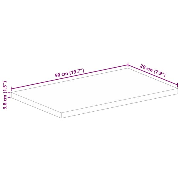 vidaXL bordplade 50x20x3,8 cm rektangulær massiv mangotræ