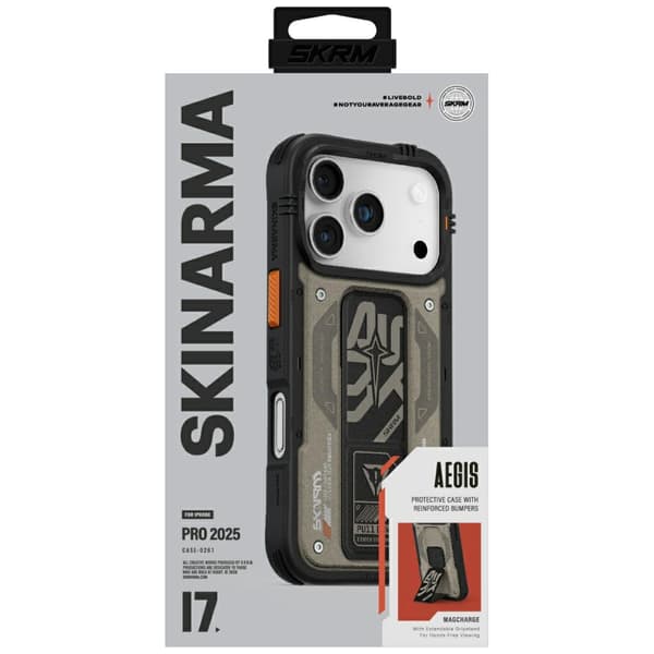 Skinarma Aegis MagSafe-etui + stativ til iPhone 17 Pro, grå