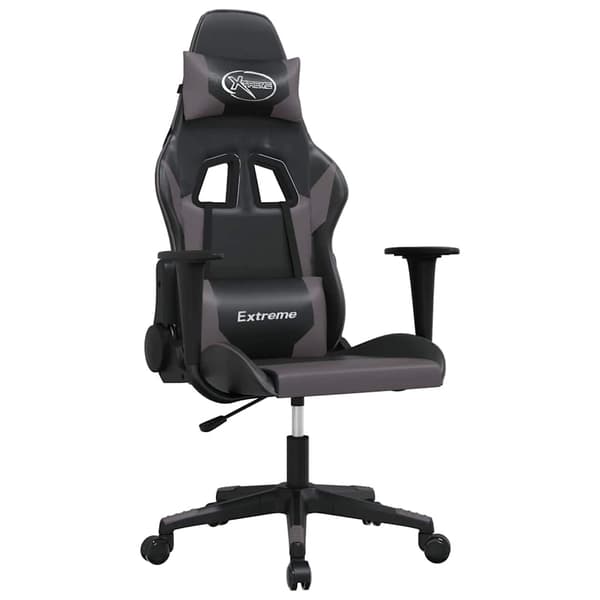 vidaXL massage-gamingstol, sort og grå, kunstlæder