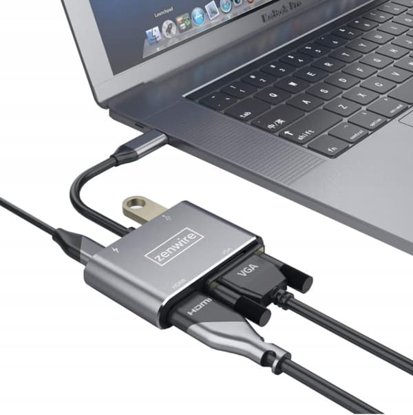 Adapterhubb USB-C 4-in-1 HDMI 4K VGA USB-sovitin
