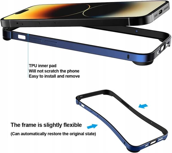 Metallskal till iPhone 14 Pro Max 6,7” + skyddande glas