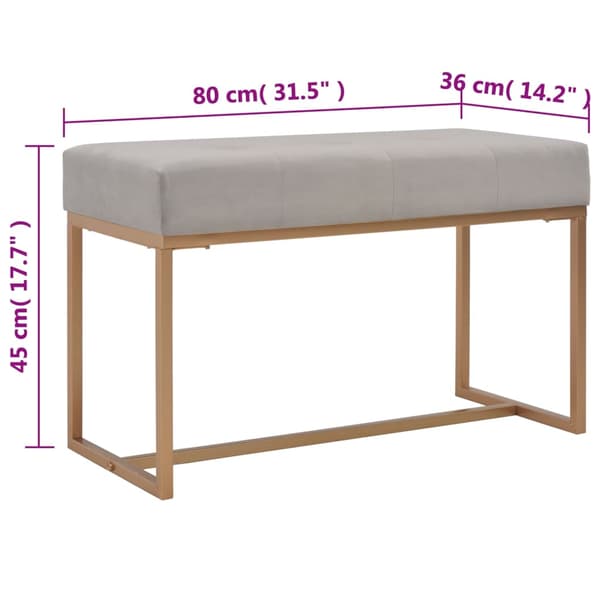 vidaXL Bänk, 80 cm, grå, sammet