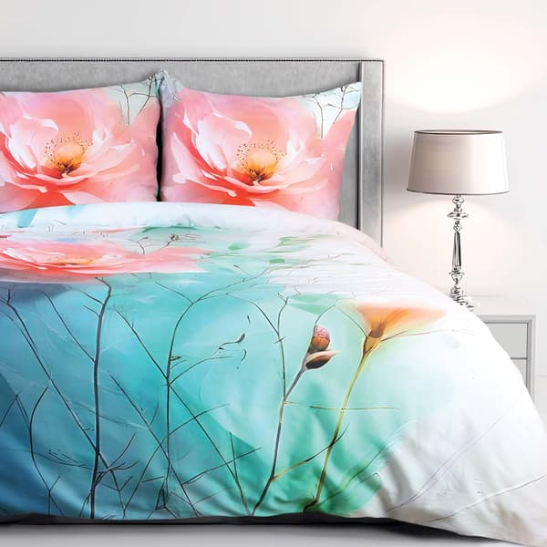 Bäddset 220x200 SATIN BOMULL digitaltryck blommig abstraktion