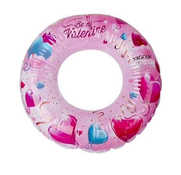 Lyserød svømmering med hjerter, diameter 80 cm