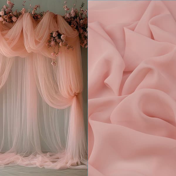 Chiffonmateriale, lys ferskenfarve