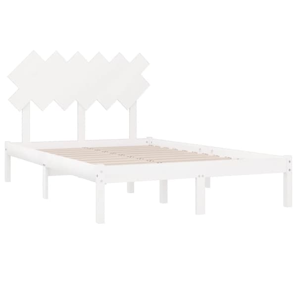 vidaXL Sängram vit 135x190 cm massivt trä