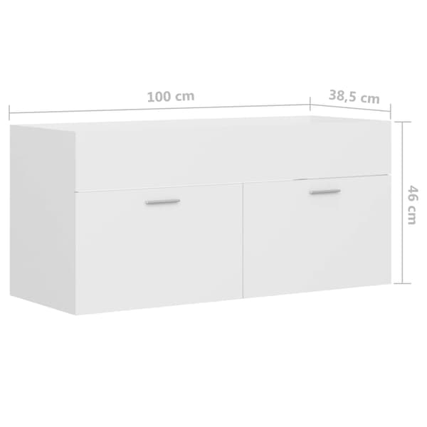 vidaXL håndvaskskab hvid 100x38,5x46 cm spånplade