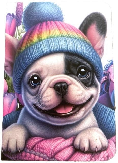 Dekorativ notesbog A7/48K glat TW Hund i hat