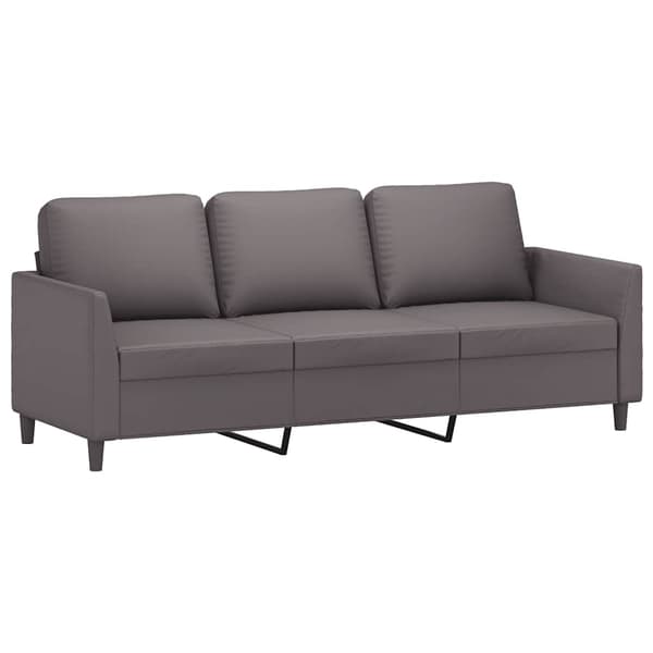vidaXL 3-sitssoffa, grå, 180 cm, konstläder
