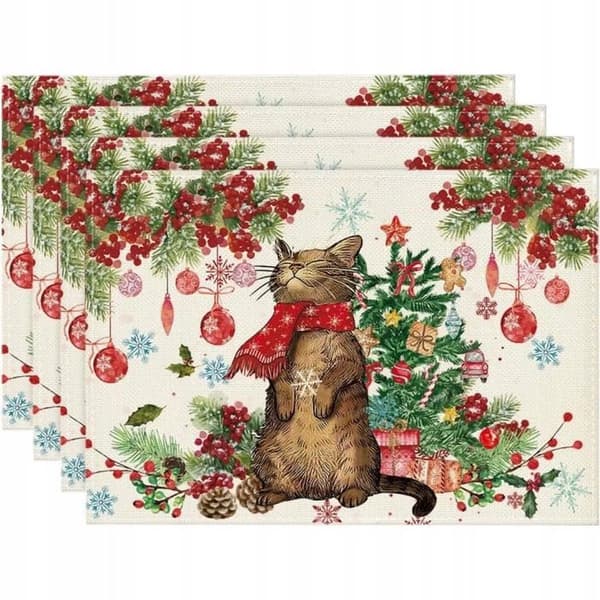 Julebordsmåtter til tallerkener Kat