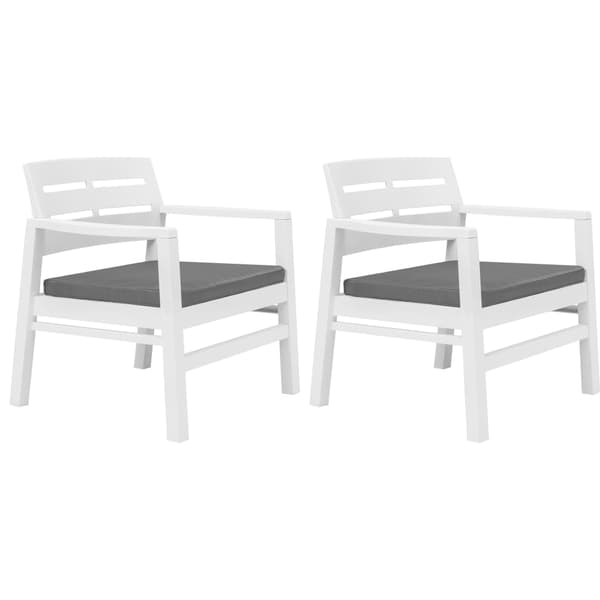 vidaXL 3-delat trädgårdsmöbelset, plast, vit