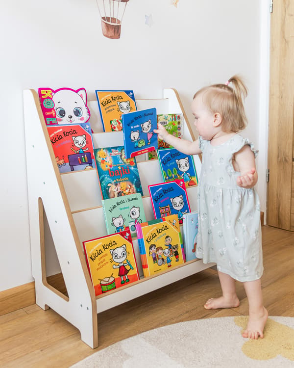 Montessori barnbokhylla Maxi vit