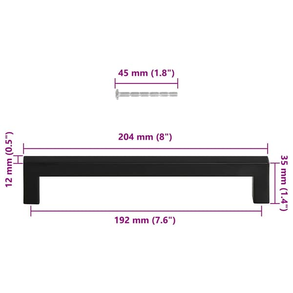 vidaXL skabsgreb 5 stk. sort 192 mm rustfrit stål