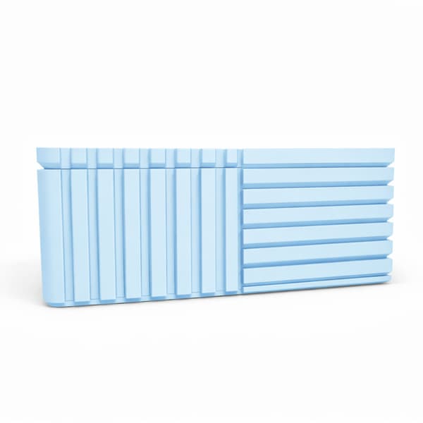 Blå rillet organizer-boks med låg til småting til kontoret