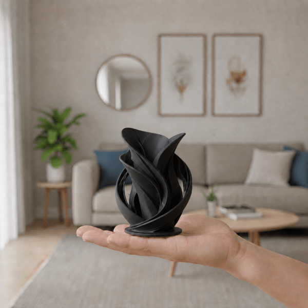 Dekorativ sort skulpturel spiralvase til tørre blomster