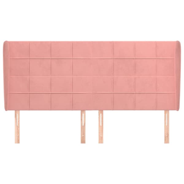 vidaXL Vingad nackstöd rosa 203x23x118/128 cm sammet