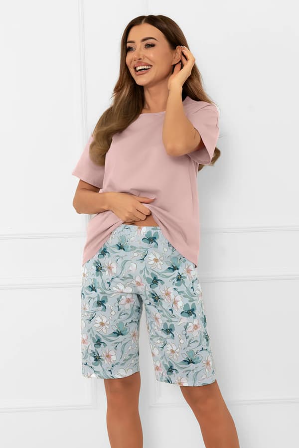 Kortärmad dampyjamas, halvbyxor Perlis L