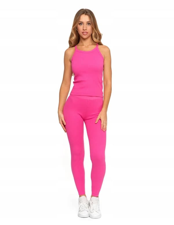 Dameleggings i bomuld med bred elastisk linning, elastisk pasform, MORAJ L FUCHSIA