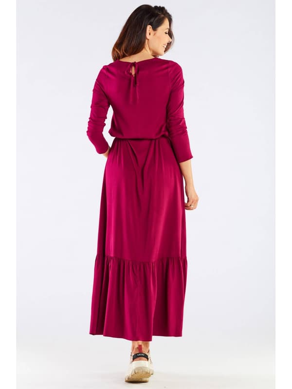 Oversized viskose maxikjole, bordeaux L/XL