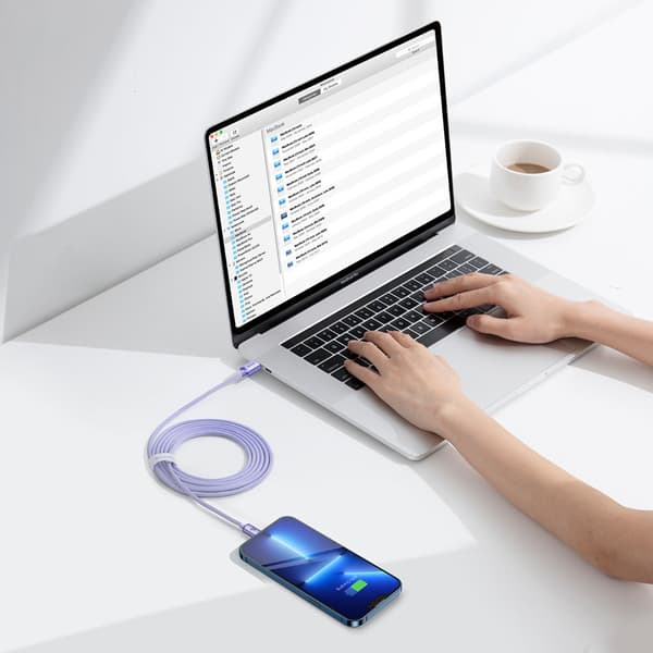 Kabel för snabbladdning och dataöverföring USB-C iPhone Lightning 20W 2m lila
