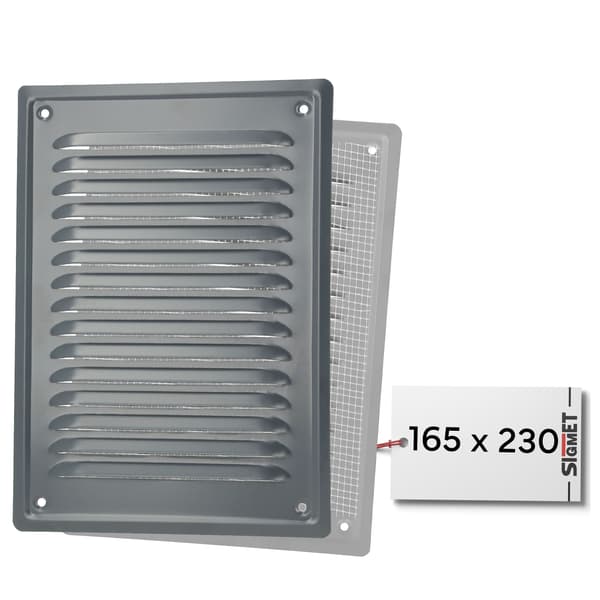 METAL rektangulær ventilationsrist 165x230mm - grafit