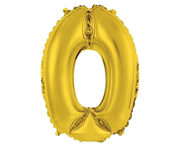 Folieballon 0 guld 35cm