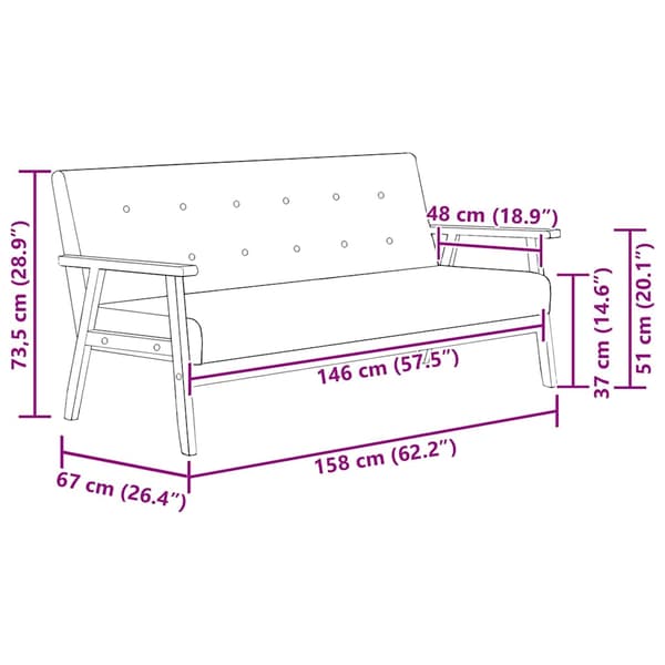 vidaXL 3-personers sofa, sort, kunstlæder