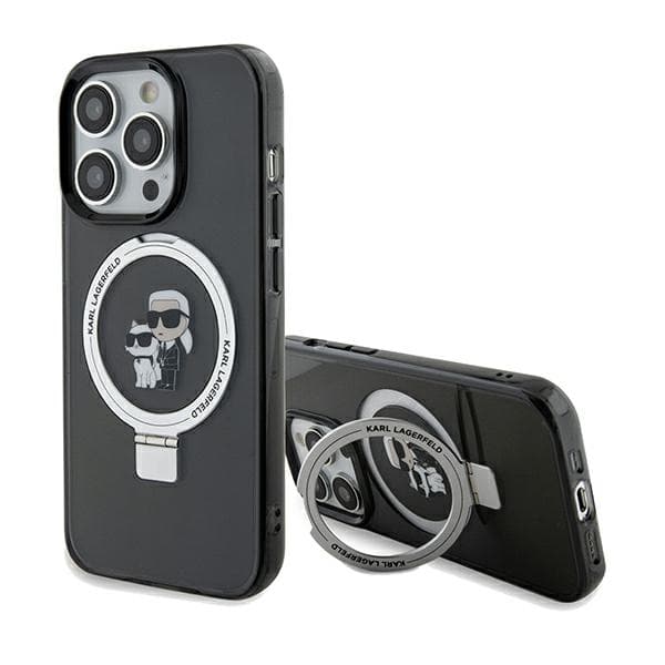 Karl Lagerfeld Ring Stand Karl&Choupettte MagSafe-etui til iPhone 13 Pro Max, sort