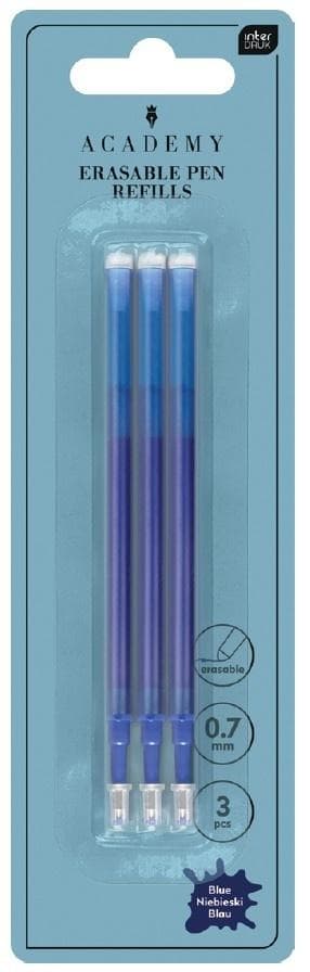 Blå viskelige pen refills 3 stk.