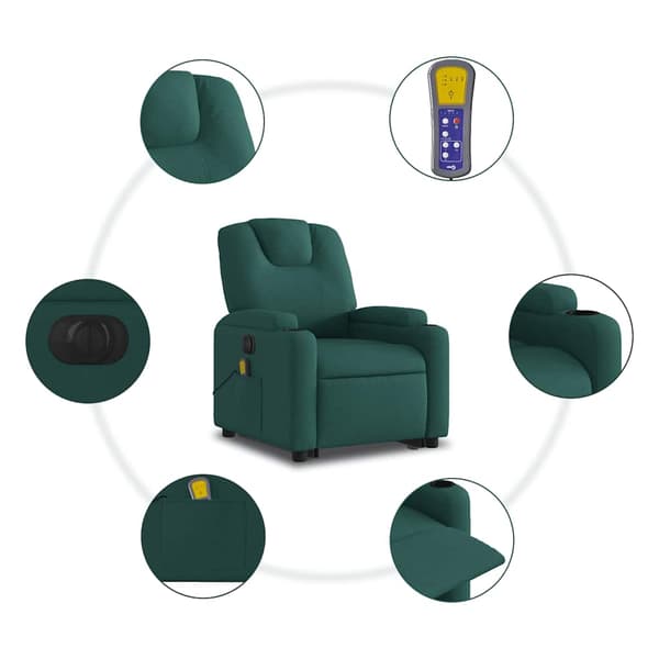 vidaXL Elektrisk lyftande massagefåtölj grön
