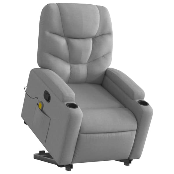 vidaXL Lyftbar massagefåtölj ljusgrå tyg
