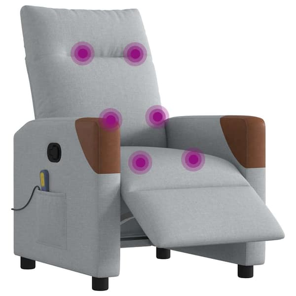 vidaXL Elektrisk massagefåtölj ljusgrå tyg