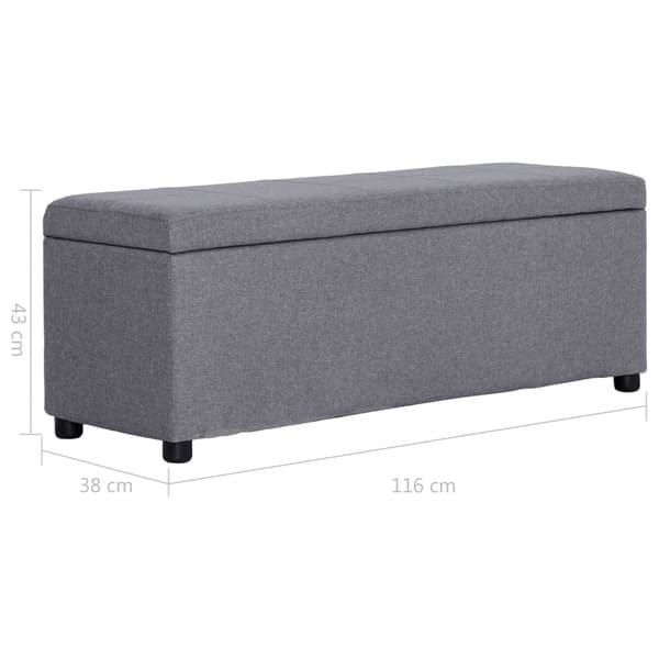 vidaXL Förvaringsbänk 116 cm ljusgrå polyester