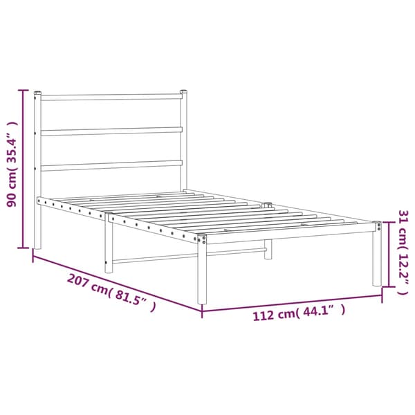 vidaXL metalsengestel med hovedgærde sort 107x203 cm