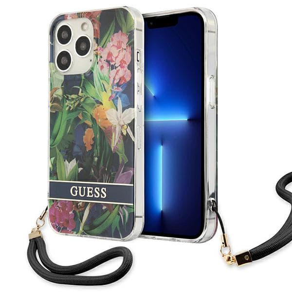 Guess Blomsterrem-etui til iPhone 13 Pro / 13, Blå