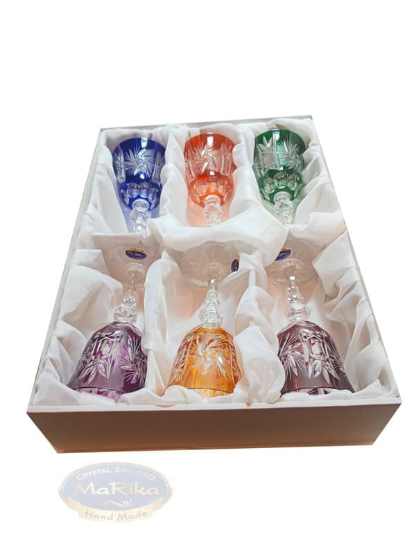 Farverige krystalvinglas 170ml olivenkværn